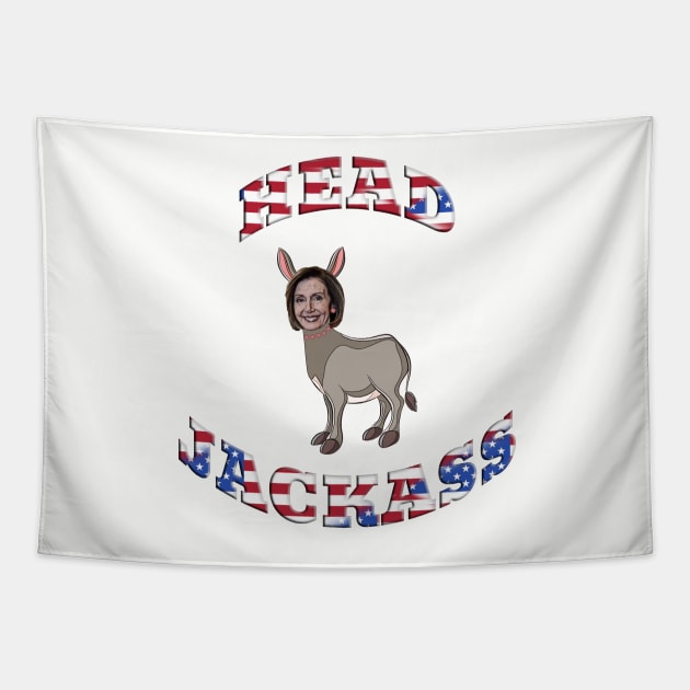 Funny Pelosi Head Jackass Tapestry by Roly Poly Roundabout