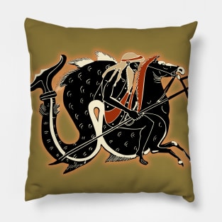 Poseidon riding a hippocamp Pillow