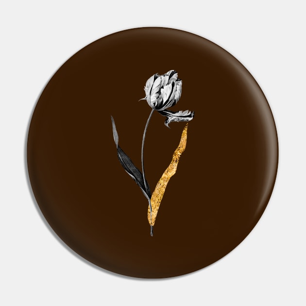 Black and Gold Leaf - Didier's Tulip - Vintage Botanical Pin by Holy Rock Design