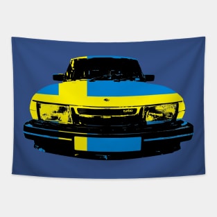 Saab 900 Turbo 1980s classic car monoblock flag Tapestry