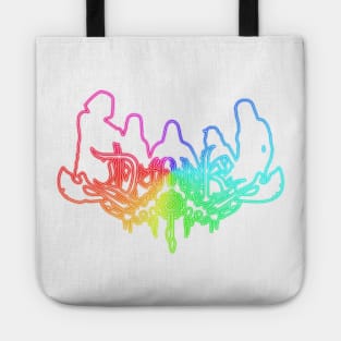 Rainbow Neon Sign Dethklok Logo Tote