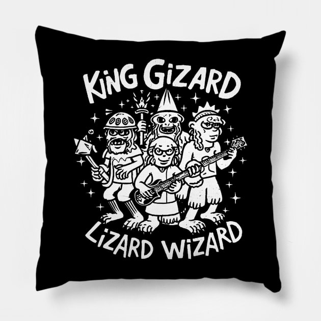 King Gizzard & The Lizard Wizard - Original Fan Art Pillow by Aldrvnd