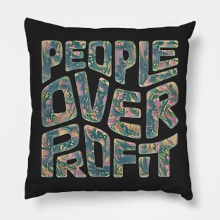 People Over Profit Word Art Pillow