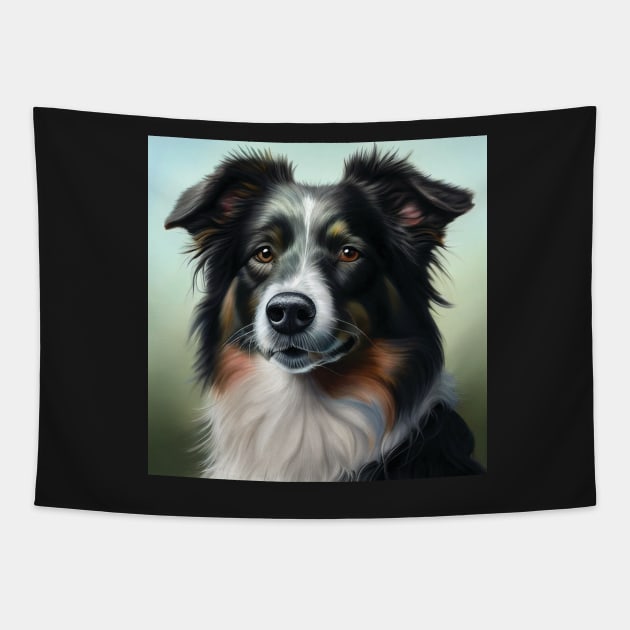 Border Collie Art | Black Tri Colour Tapestry by Geminiartstudio