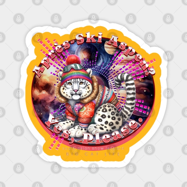 Apres-Ski Aspen Cosmic Beanie Snow Leopard 6FL Magnet by catsloveart