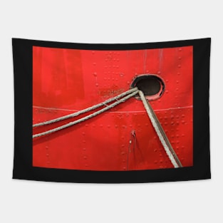 Red Ship Abstract Tapestry