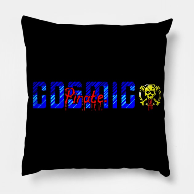 Cosmic Pirate 8 Bit Art Pillow by 8 Fists of Tees