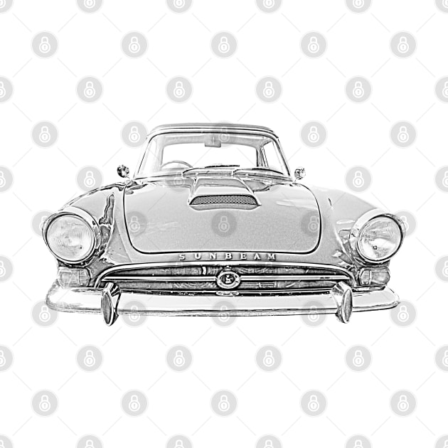 Sunbeam Alpine Tiger 1960s British classic sports car monochrome by soitwouldseem