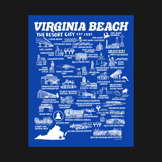 Virginia Beach Map by fiberandgloss