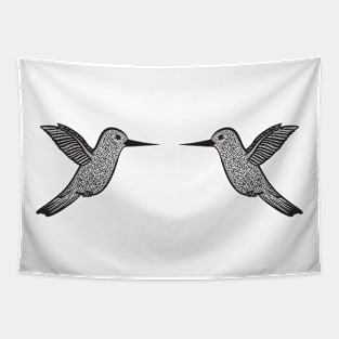 Hummingbirds in Love - cute and fun bird design - on white Tapestry