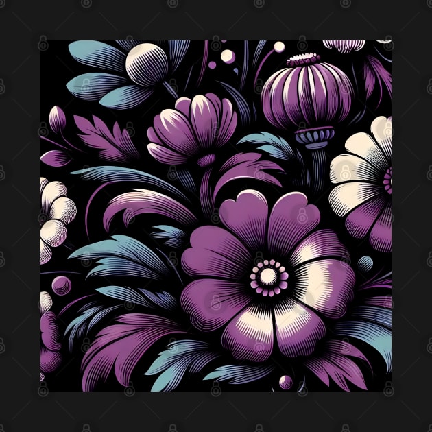 Violet Floral Illustration by Jenni Arts