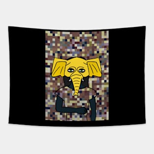 0 NFT - Pixel Paradise: Female Character with Green Eyes and Blue Accents Tapestry