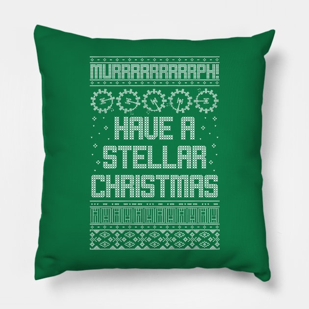 Have a Stellar Christmas Ugly Sweater Pillow by stickerfule