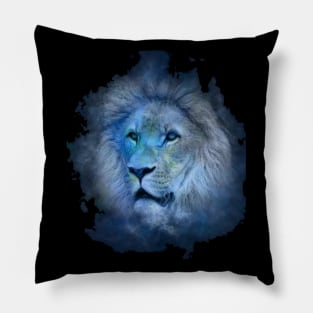 Blue and white lion Pillow