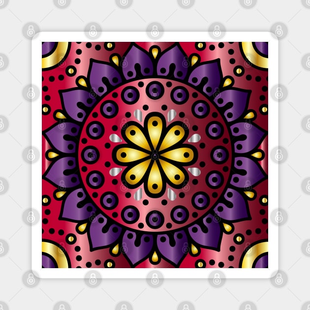 colorful mandala pattern Magnet by Eric Okore