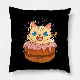 Birthday Cake Cat Surprise Kitty Pillow