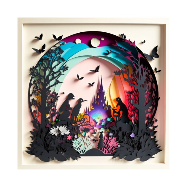 3D Effect Papercut Art - Fairytale Scene by TheArtfulAI