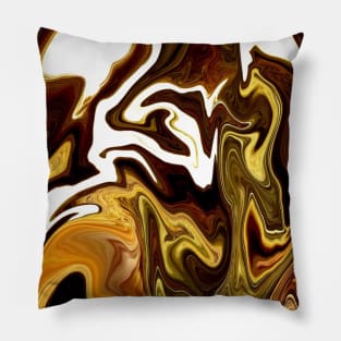 1980s abstract Brown beige marble swirls Pillow