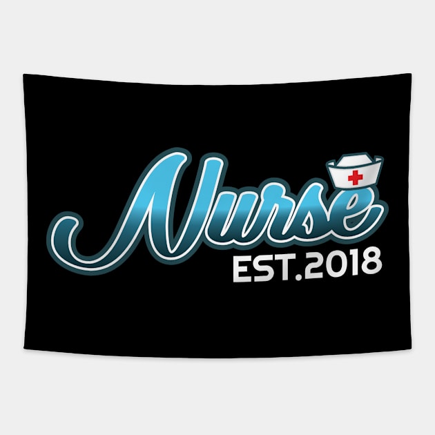 'Nurse Established 2018' Awesome Nurse Gift Tapestry by ourwackyhome