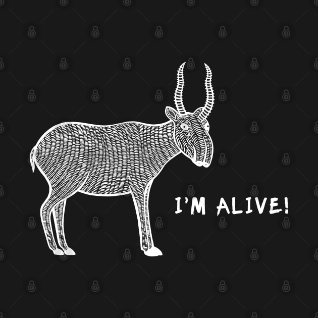 Saiga Antelope - I'm Alive! - meaningful animal design by Green Paladin