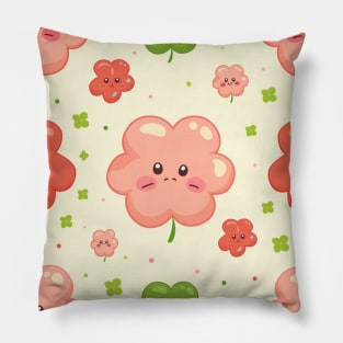 4 leaf clover shamrock in St Patricks day seamless pattern Pillow