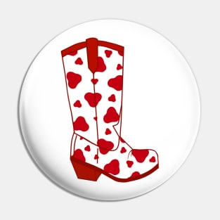 COWBOY Boot Red Cow Print Pin