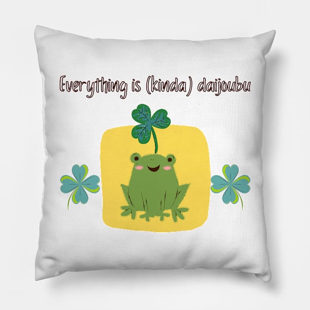 Everything is Kinda Daijoubu Frog Pillow by In Asian Spaces