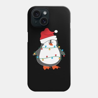 Funny Penguin Santa Hat Christmas Lights Christmas Tree Penguin Lover Christmas Gift Phone Case