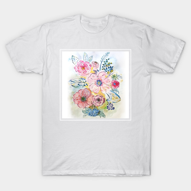 Watercolor Hand Paint Floral Design Peony T Shirt Teepublic Fr