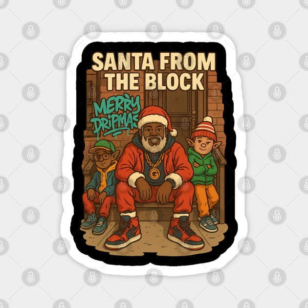 Santa From The Block Magnet by UrbanLifeApparel