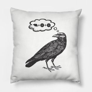 Raven Thinking of Food - Wingspan Bird Board Game (Black) Pillow