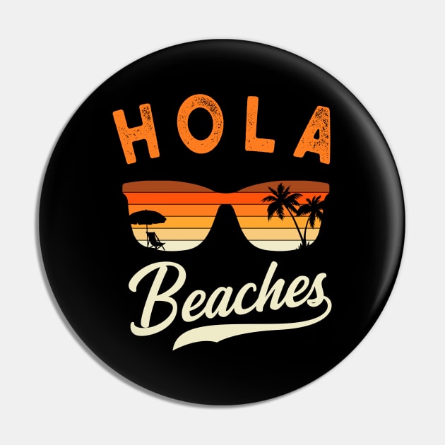 Hola Beaches Palm Sea Vacation Gift Pin by Delightful Designs