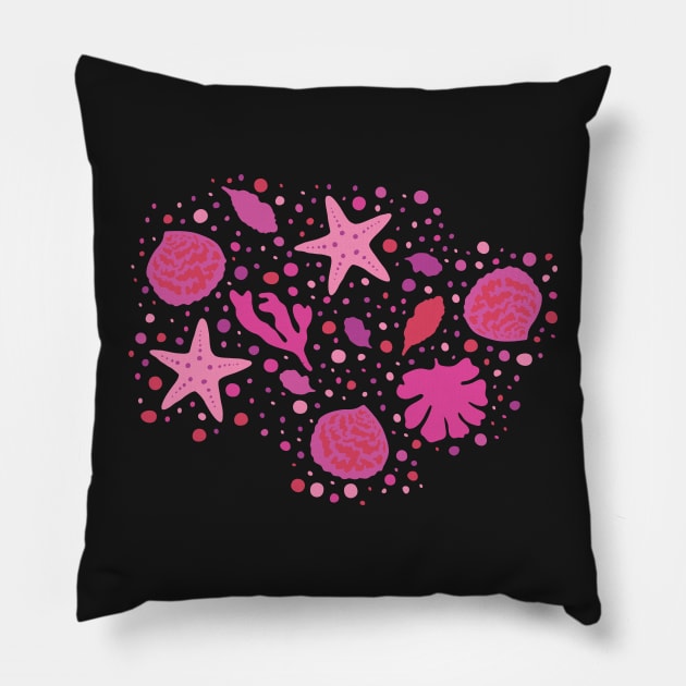 Ocean lover with Our Ocean-Inspired Red and pink Aesthetic, sea coral, sealife, red hues, orange, dark Pillow by blomastudios