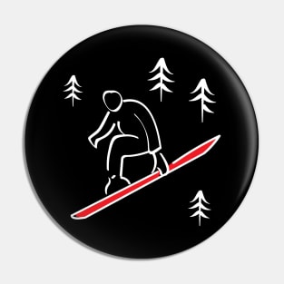 Snowboarder Illustration Pin