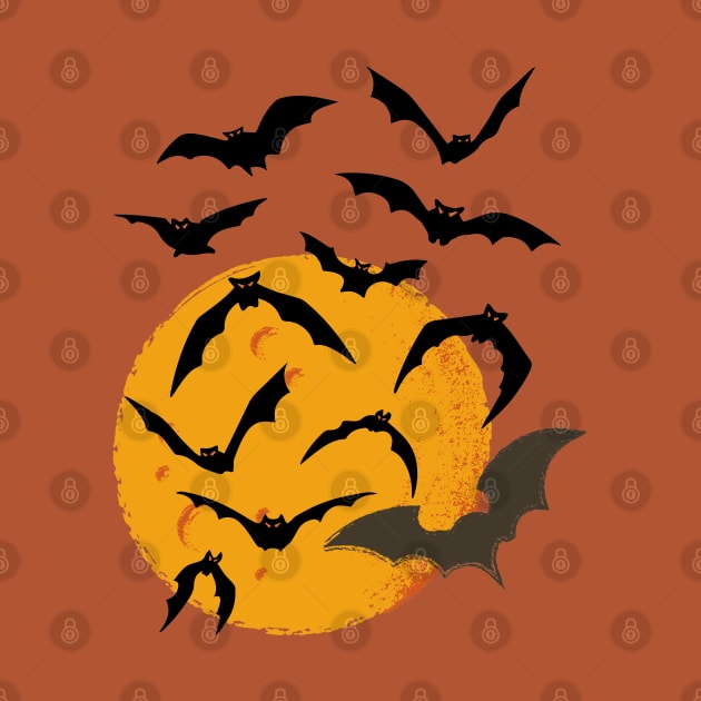 Halloween Moon Bats by ShubShank