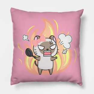 Angry cat ready to fight Fitted Pillow