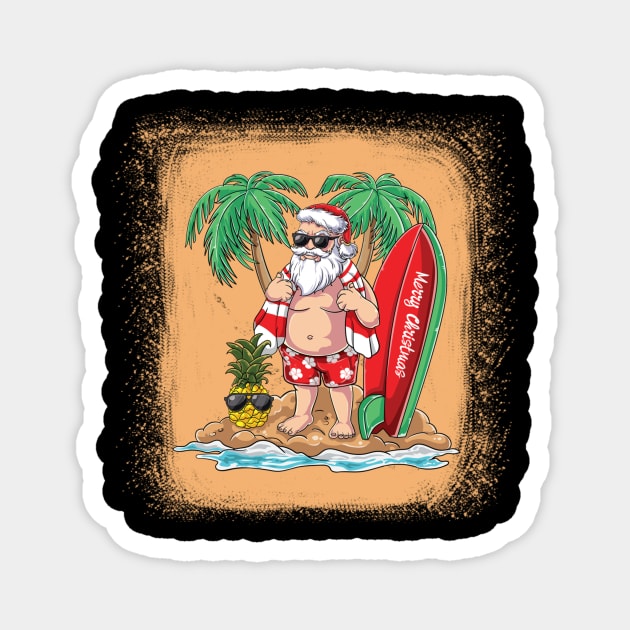 Surfing Santa Beach Holiday Plams Christmas in July Magnet by Kagina