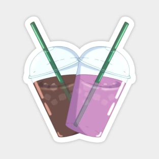 Iced Coffee & Pink Milk Heart Magnet