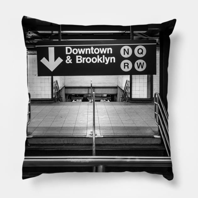 Downtown Brooklyn Subway Pillow by StormChaserD