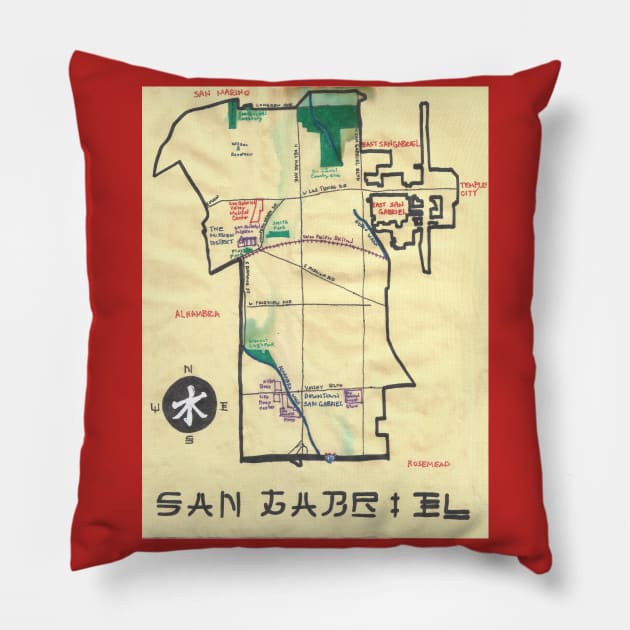 San Gabriel Pillow by PendersleighAndSonsCartography