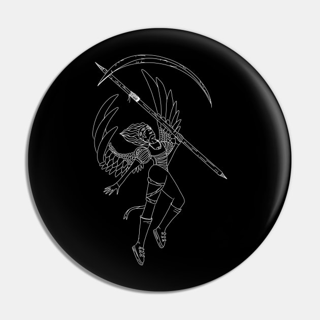 Space Angel of Death Monochrome Pin by TheDoodlemancer