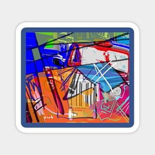 Blue and orange abstract London Magnet