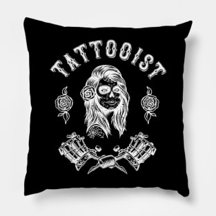 Tattooist Skull Lady Pillow