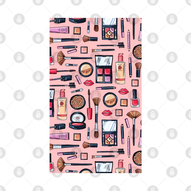 Fashion Girl Loving Make up Products Pattern Artwork by Artistic muss