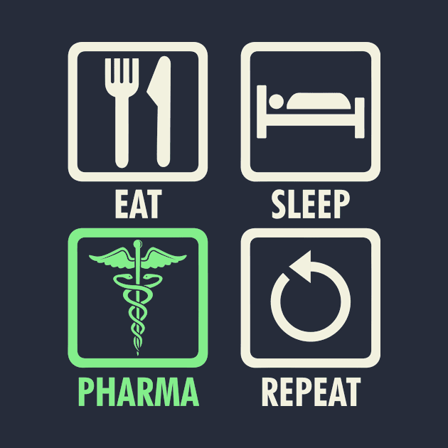 Eat Sleep Pharma Repeat | Cool and funny Pharmacy tshirt by Anfrato