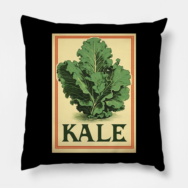 Kale Retro Style Pillow by Retro Travel Design