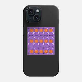 Purple Pumpkins and Hearts Phone Case