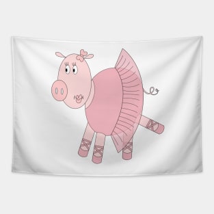 Pink Ballerina Pig In Tutu Digital Art | Melanie Jensen Illustrations Tapestry