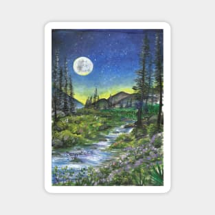 river under the moonlight Magnet