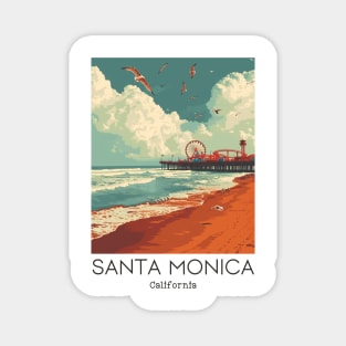 A Vintage Travel Illustration of Santa Monica - California - US Magnet